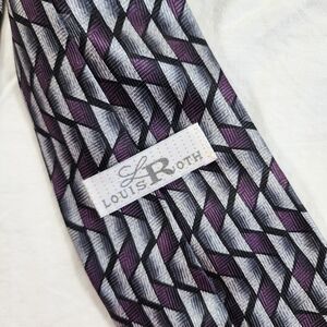 Louis Roth Purple and Gray Geometric Tie